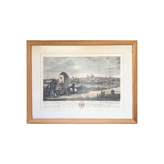 Gravyyri Näkymä Munchenin kaupungista 1761
